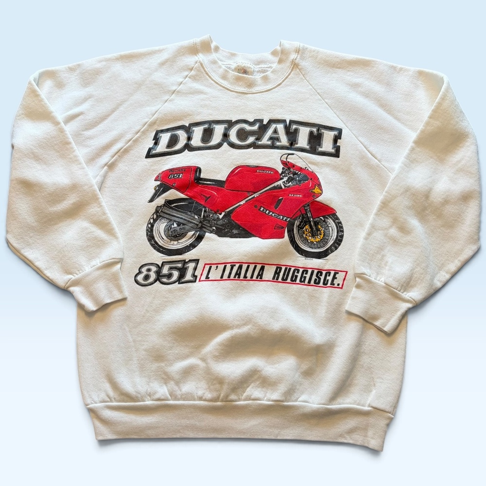 Vintage Fruit Of The Loom Ducati Sweatshirt Mens Large 851 Motorcycle Fleece